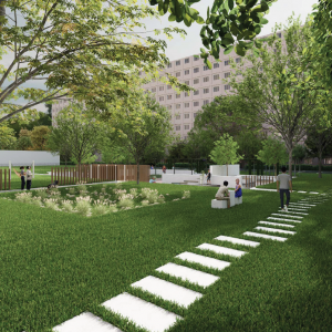 Vnútroblok Narcisová. Zdroj: Mestská časť Bratislava - Ružinov / DEVLEV