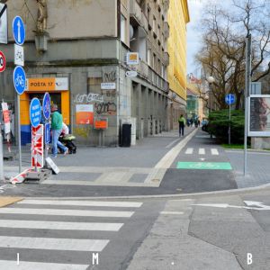 Styk cyklotrás na Blumentálskej a Májkovej. Fotené 4.4.2019