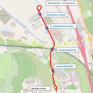 Predĺženie električkovej trate. Zdroj: iMHD.sk