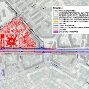Situácia vedenia trate na Košickej ulici. Zdroj: Bratislava - Hlavné mesto SR / EIA