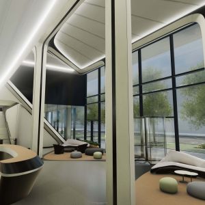Vizualizácia priestoru kancelárskej budovy od Zaha Hadid Architects. Zdroj: Virtuplex