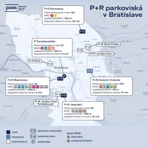 P+R parkoviská v Bratislave. Zdroj: Bratislava - Hlavné mesto SR