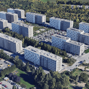 Modernistický urbanizmus Ovocných Sadov. Zdroj: Google Maps
